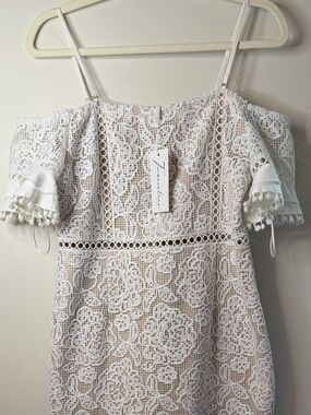 Two Sisters The Label White Lace Cold Shoulder Midi Dress XL US 10 NWT